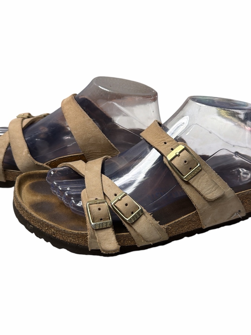 Birkenstock Tan Triple Strap Buckle Sandals size 40